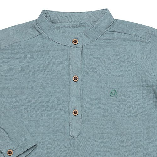 OrganicEra Baby-Shirt aus Bio-Musselin, Aqua