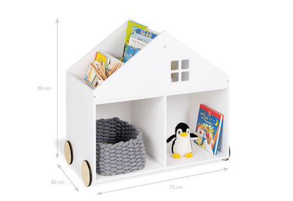 Kinder-Bücherregal auf Rollen 'Hus', weiß