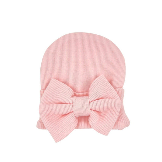 May Mays | Beau Neugeborenenmütze | Schleife Rosa | 0-4 Wochen