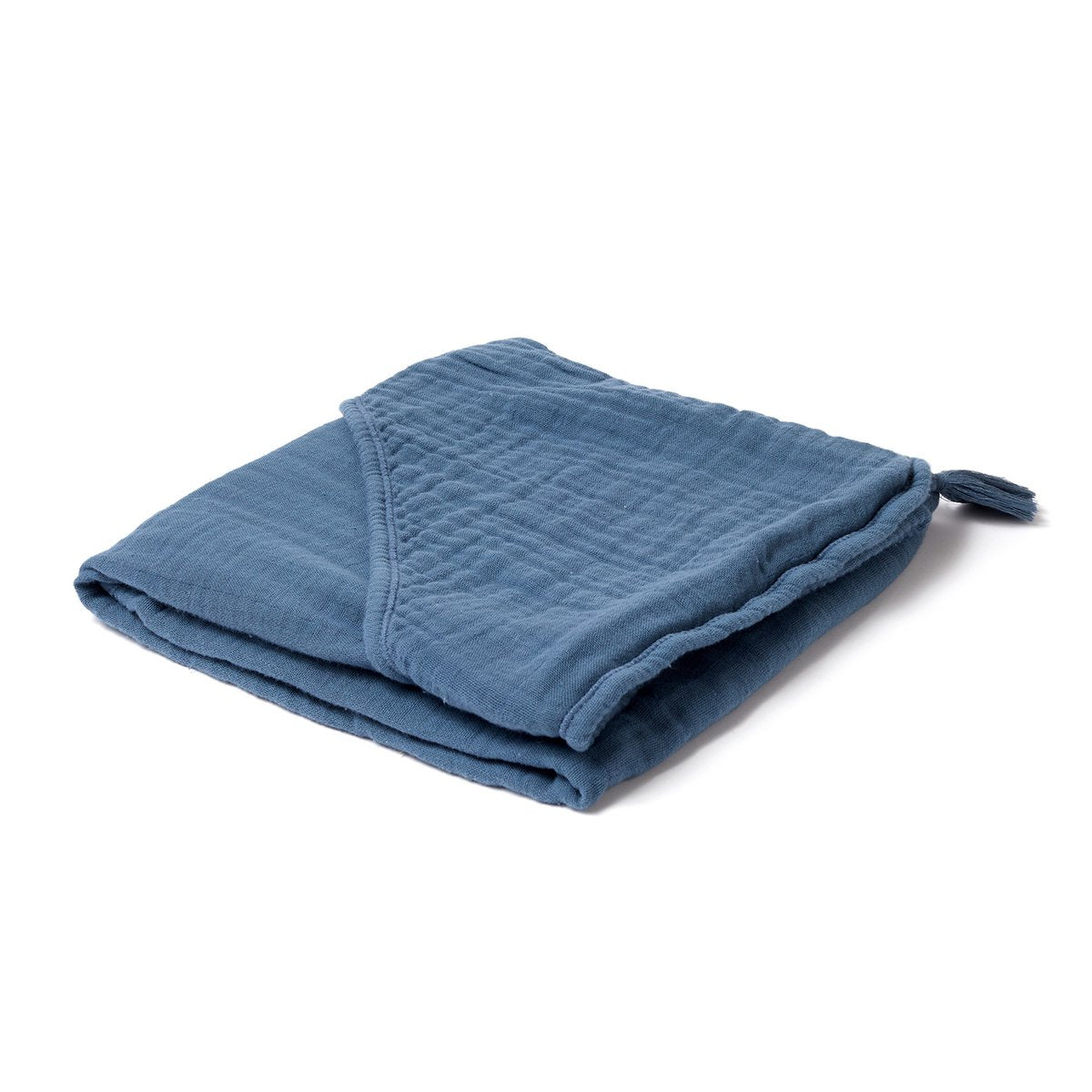 OrganicEra Bio-Musselin-Baby-Kapuzenhandtuch, Indigo