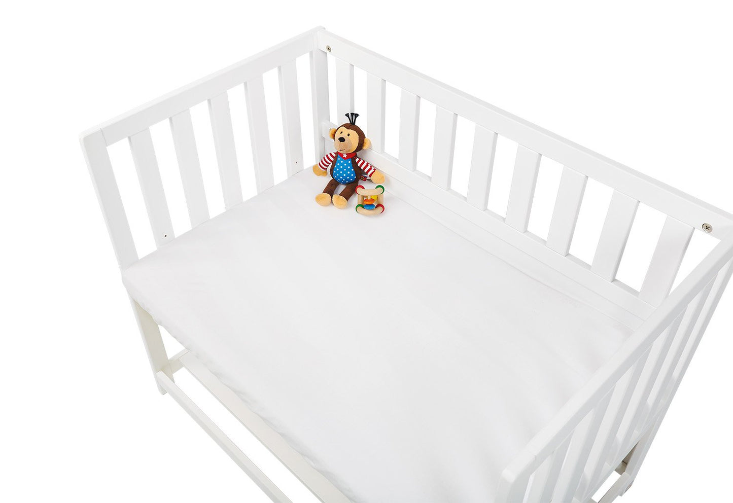 Spannbettlaken für Wiegen, Anstellbetten und Kinderwagen im Doppelpack, Jersey, weiß