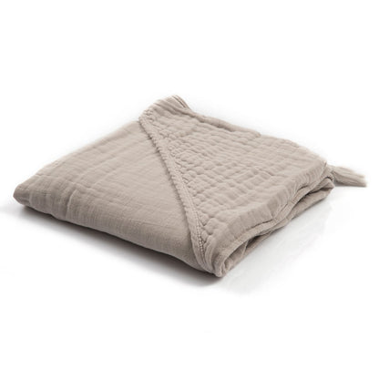 OrganicEra Bio-Musselin-Baby-Kapuzenhandtuch, grau