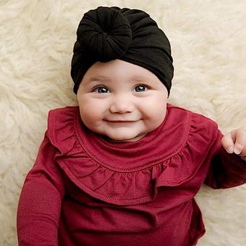 May Mays | Mae Babymütze | Turban Samt Schwarz | 0-2 Jahre
