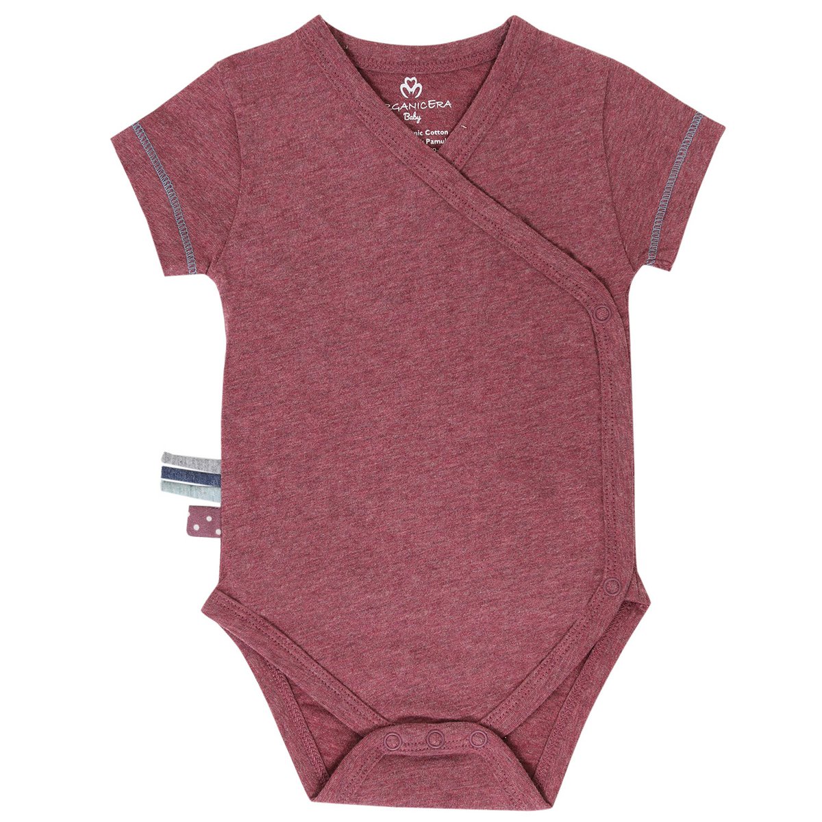 OrganicEra Organic Baby S/S Kimono-Body, Bordeaux