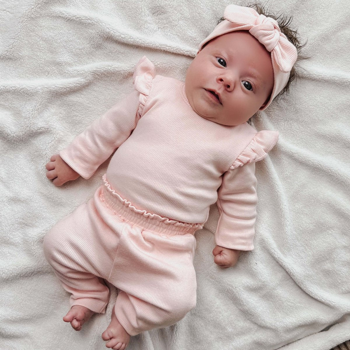May Mays | Beau Baby Leggings | Rüschenrippe Rosa