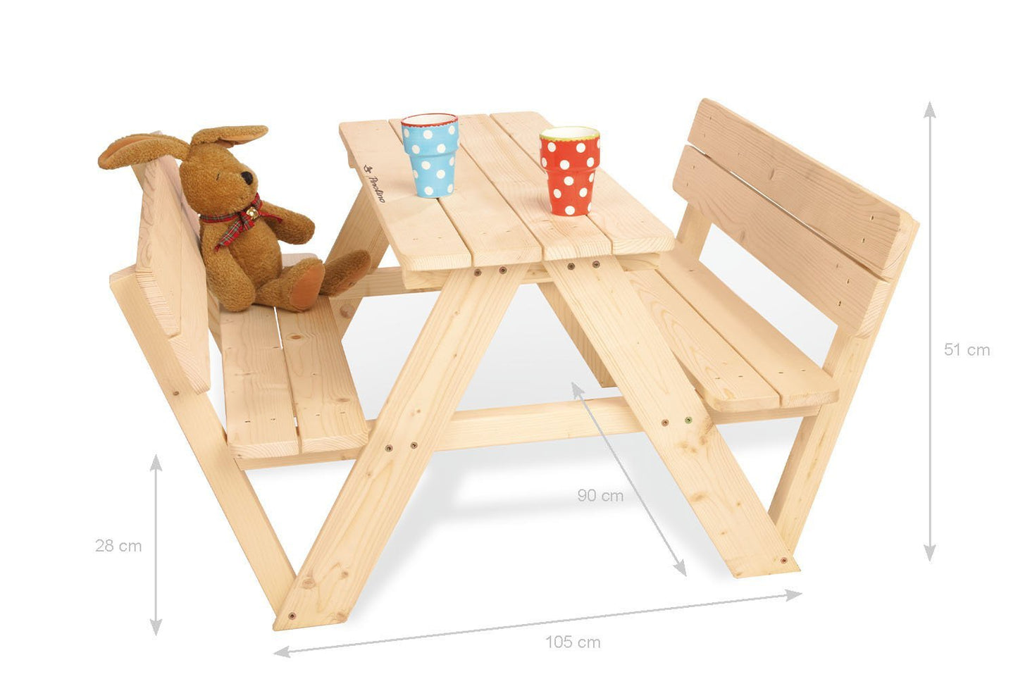Kinder-Picknickbank „Nicki für 4 mit Lehne“, natur
