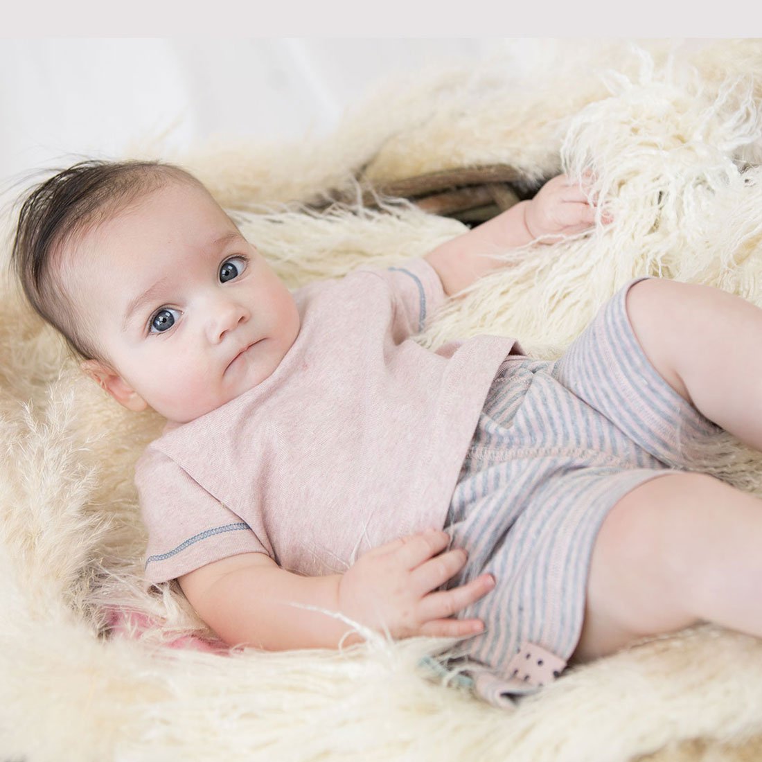 OrganicEra Bio-Baby-Shorts, rosa gestreift