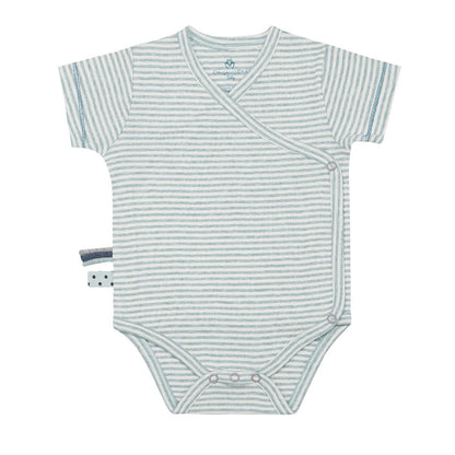 OrganicEra Organic Baby S/S Kimono-Body, Aqua Striped