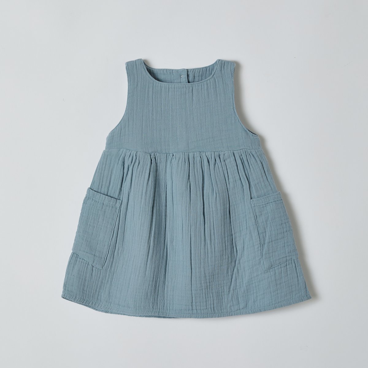 OrganicEra Ärmelloses Kleid aus Bio-Musselin mit Tasche, Aqua