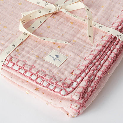 OrganicEra Bio-Musselin-Babydecke mit Glitzer, Puderrosa
