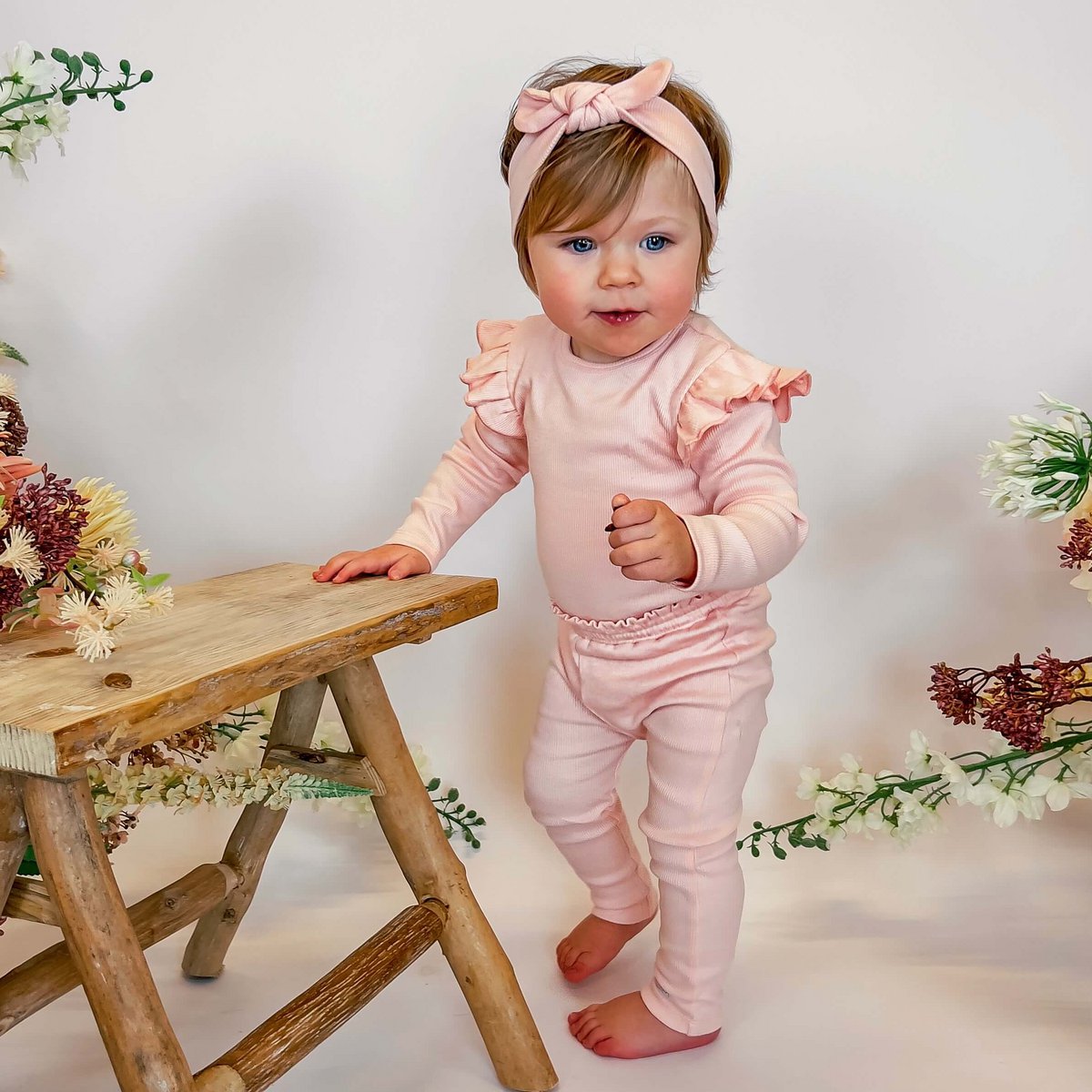 May Mays | Beau Baby Leggings | Rüschenrippe Rosa
