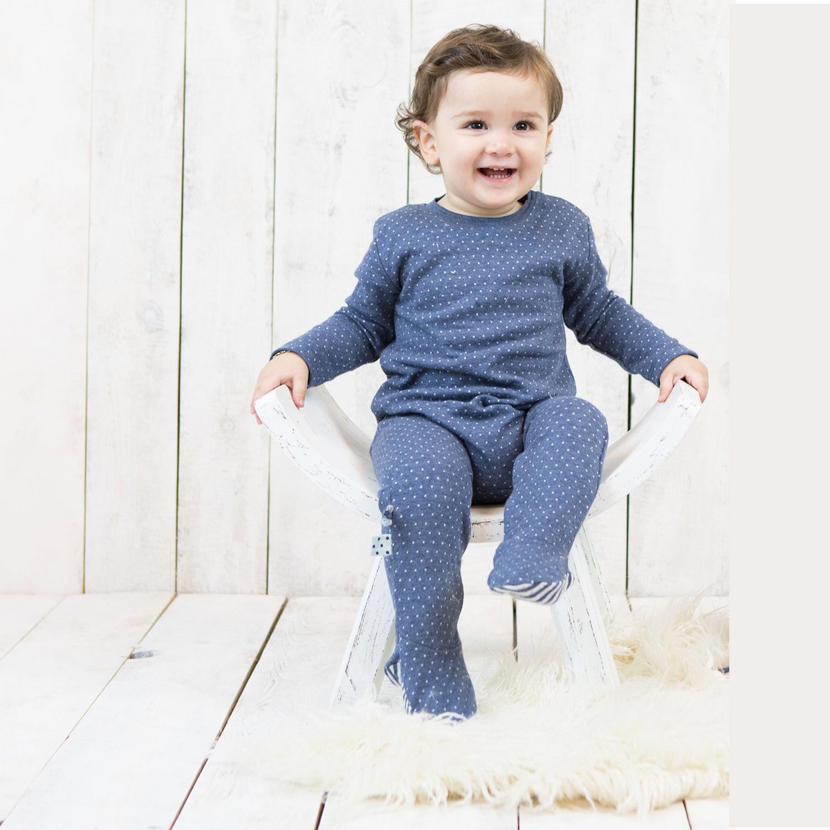 OrganicEra Bio-Schlafanzug mit Babyfüßen, Indigo