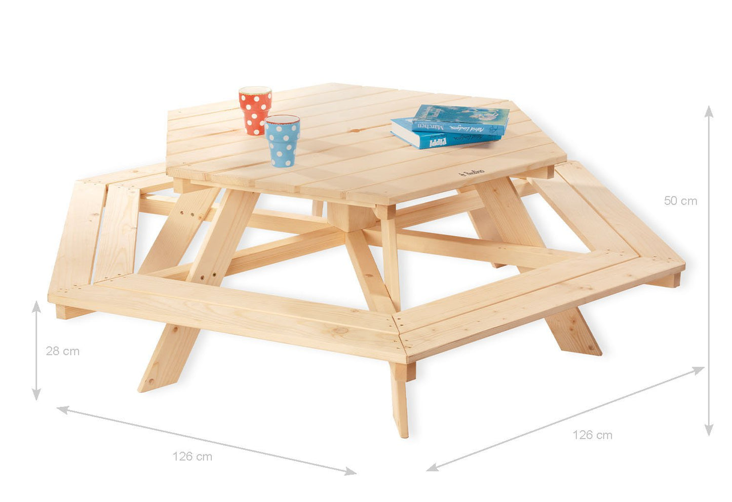 Kinder-Picknickbank 'Nicki 6-Eck', natur