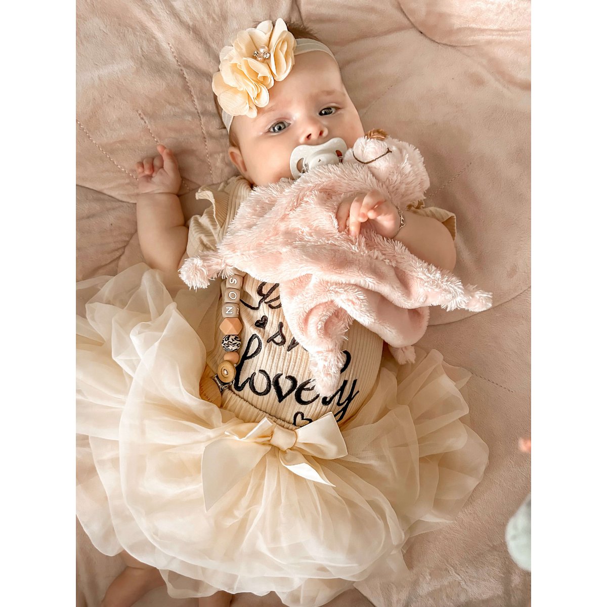 May Mays | Annabel Haarband | Blumen Beige | Glitzerdiamanten