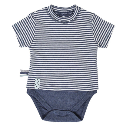 OrganicEra Organic Baby S/S T-Shirt Body, Indigo gestreift