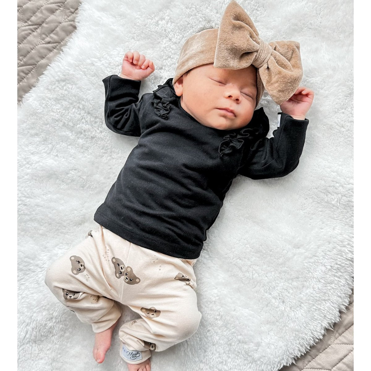 May Mays | Livia Haarband | Samtschleife Taupe | 0-4 Jahre
