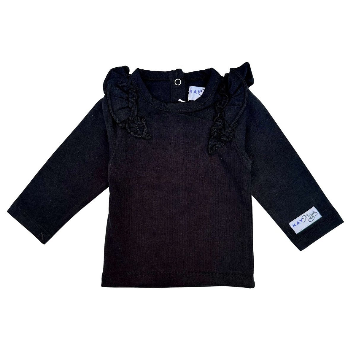 May Mays | Rosie-Shirt | Schwarze Rüschen | Baby-Mädchen