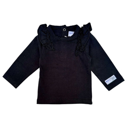 May Mays | Rosie-Shirt | Schwarze Rüschen | Baby-Mädchen