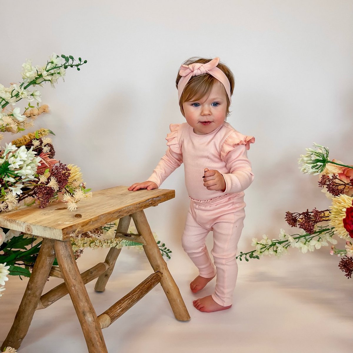 May Mays | Beau Haarband | Geknotete Rippe Rosa | 0-4 Jahre
