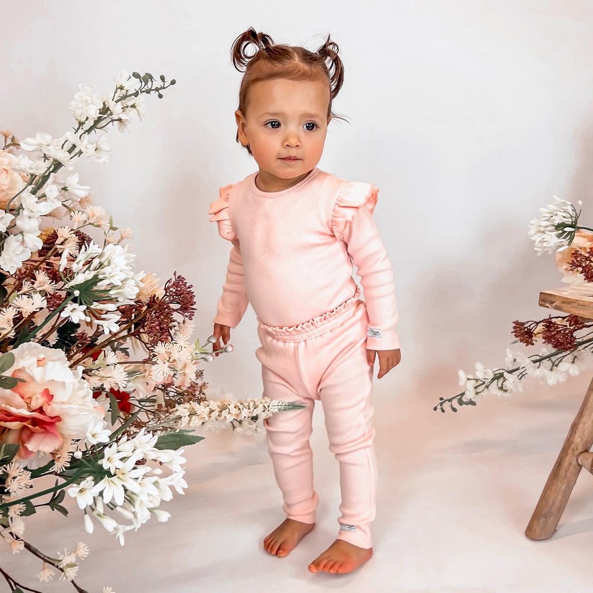 May Mays | Beau Baby Leggings | Rüschenrippe Rosa