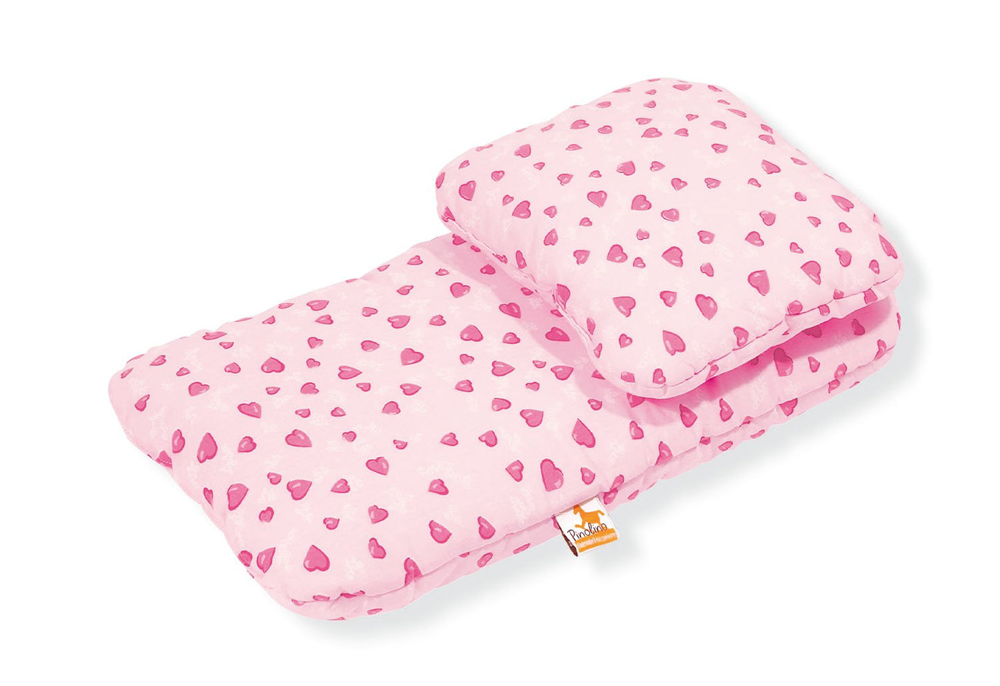 Bettwäscheset für Puppenwagen „Herzchen“, rosa, 2-teilig