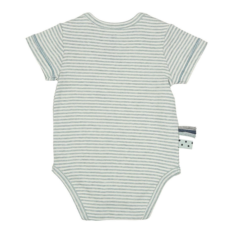 OrganicEra Organic Baby S/S Body, Aqua Striped
