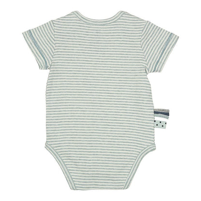 OrganicEra Organic Baby S/S Body, Aqua Striped