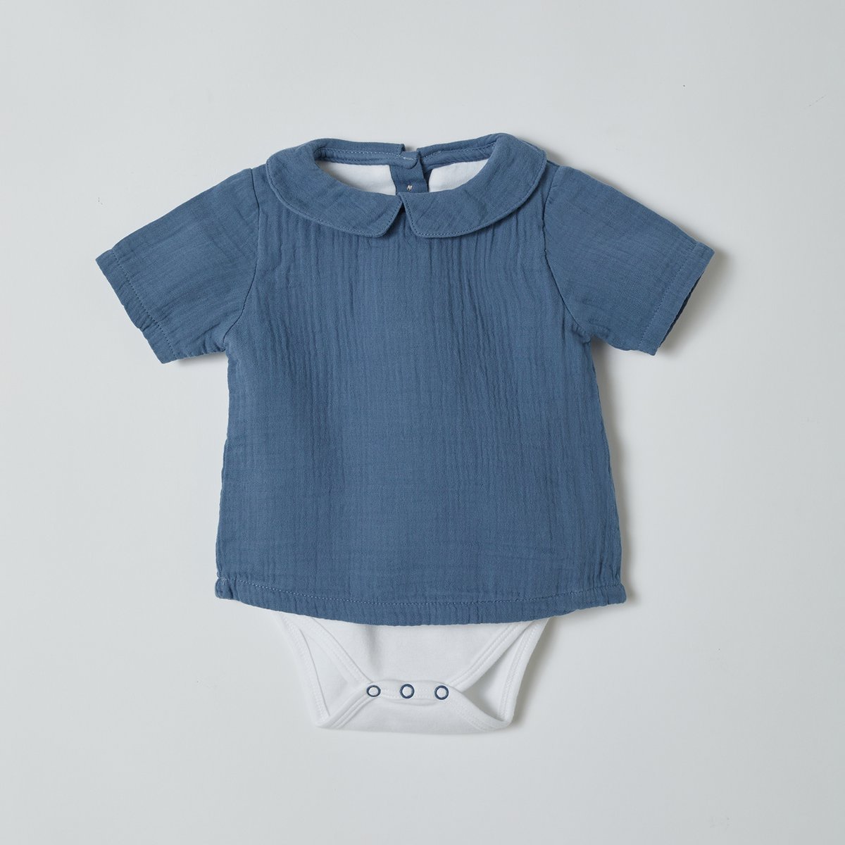 OrganicEra Hemdbody aus Bio-Musselin, Indigo
