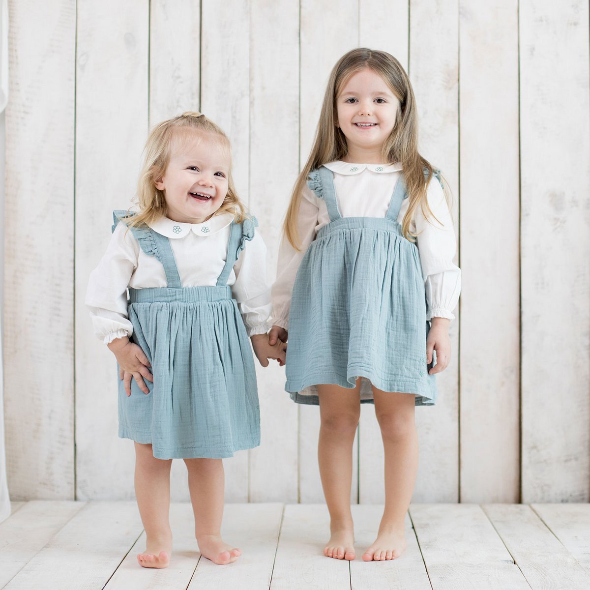 OrganicEra Bio-Musselin-Kinderkleid mit Rüschen, Blau