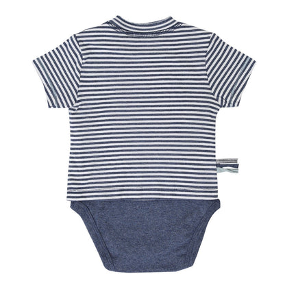 OrganicEra Organic Baby S/S T-Shirt Body, Indigo gestreift