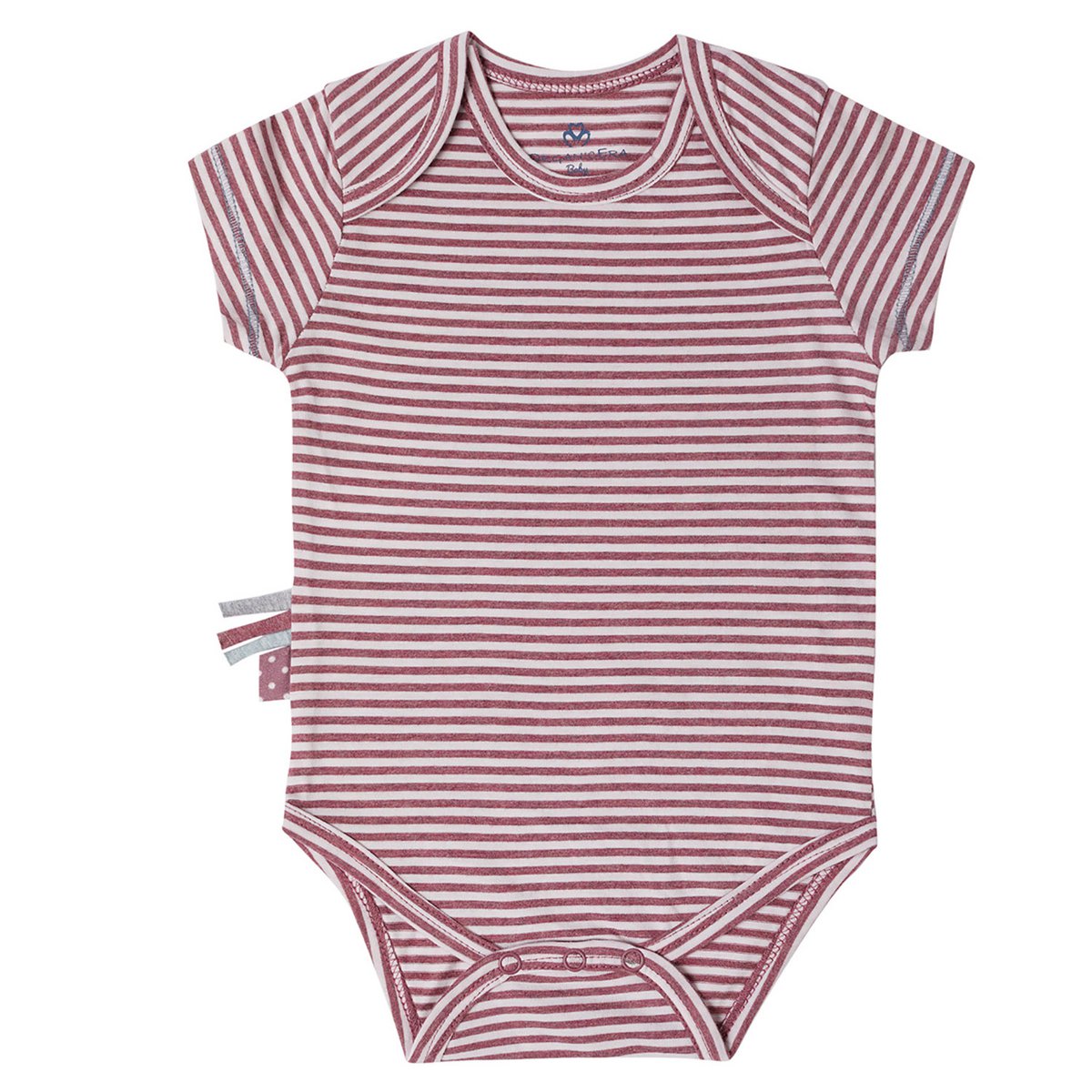 OrganicEra Organic Baby S/S Bodysuit, Bordeaux gestreift