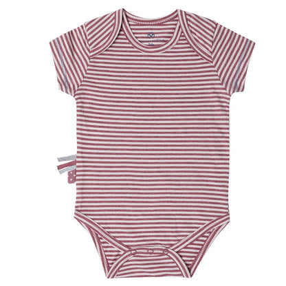 OrganicEra Organic Baby S/S Bodysuit, Bordeaux gestreift