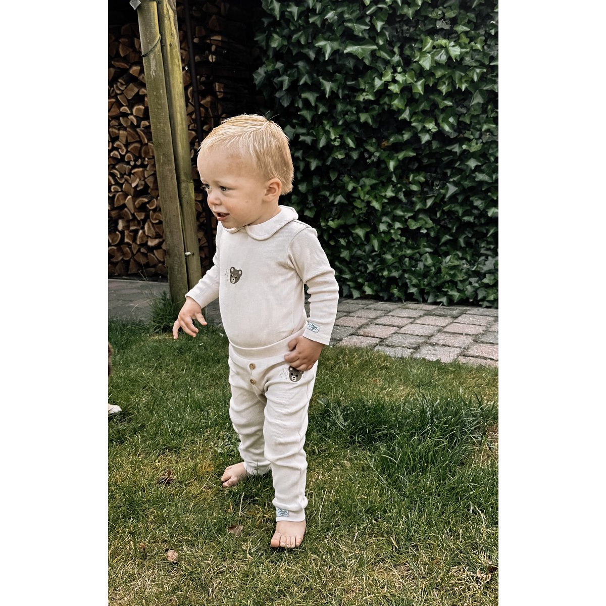 Teddy-Leggings Beige Bär | Mai Mays