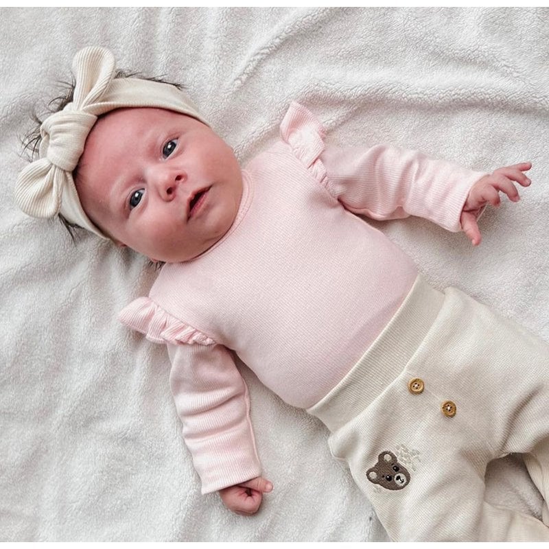 May Mays | Beau Haarband | Geknotete Rippe Beige | 0-4 Jahre