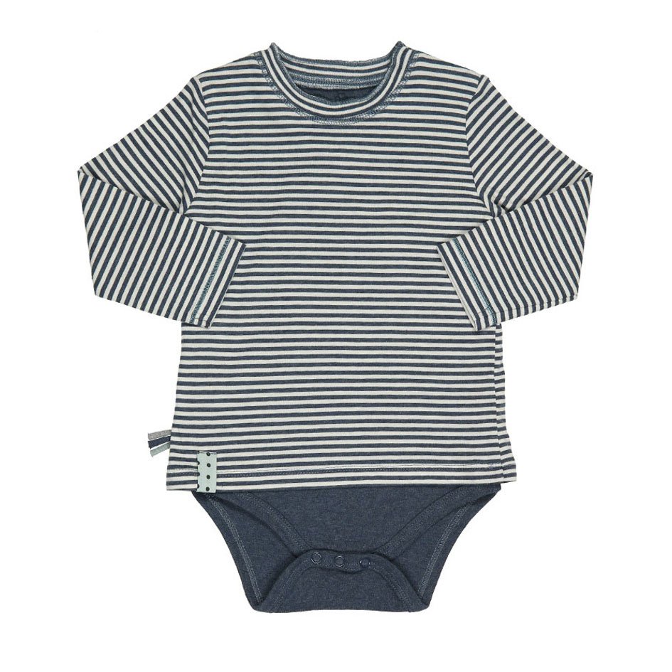 OrganicEra Organic Baby L/S T-Shirt Body, Indigo gestreift