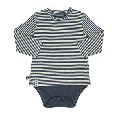 OrganicEra Organic Baby L/S T-Shirt Body, Indigo gestreift