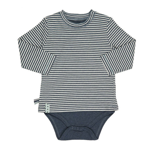 OrganicEra Organic Baby L/S T-Shirt Body, Indigo gestreift