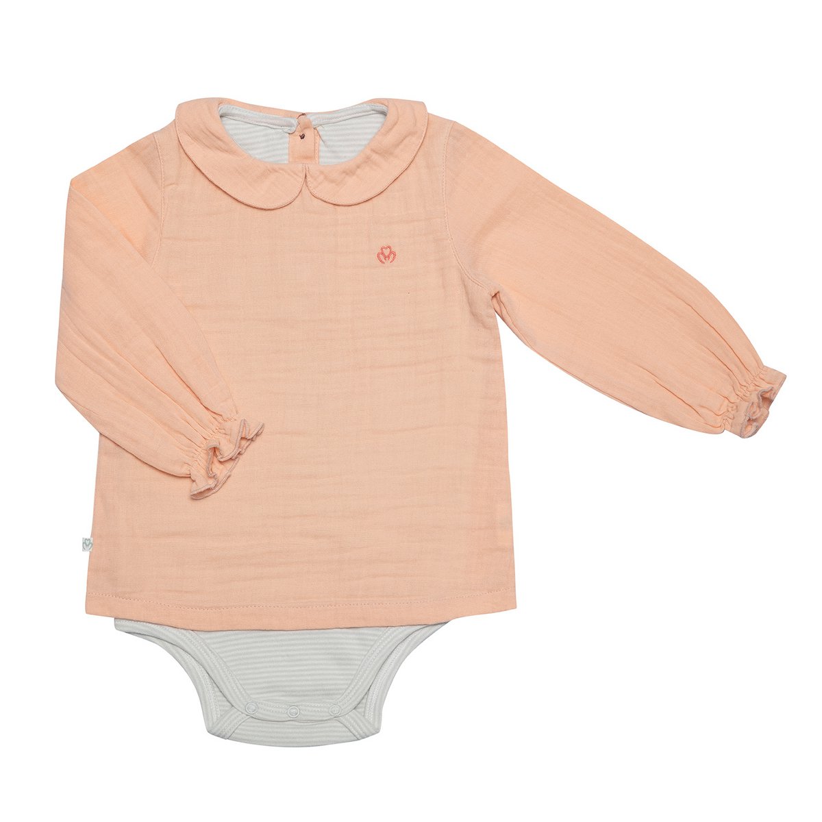 OrganicEra Bio-Musselin-Bodysuit-Bluse mit Peter-Pan-Kragen, Lachs