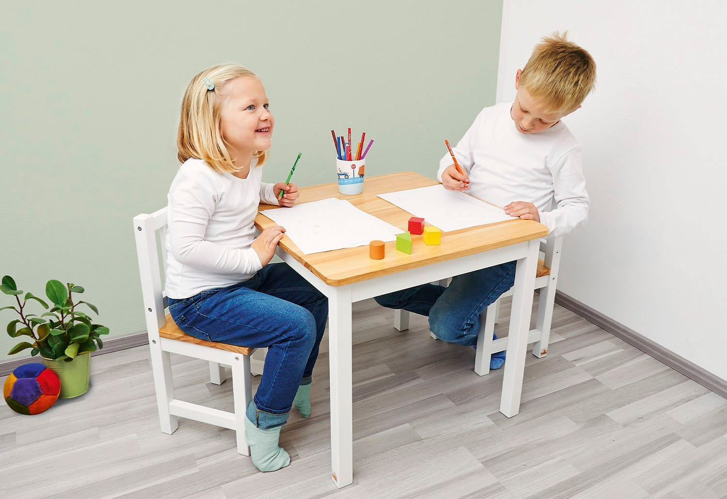 Kinderstuhl 'Fenna', weiß/natur