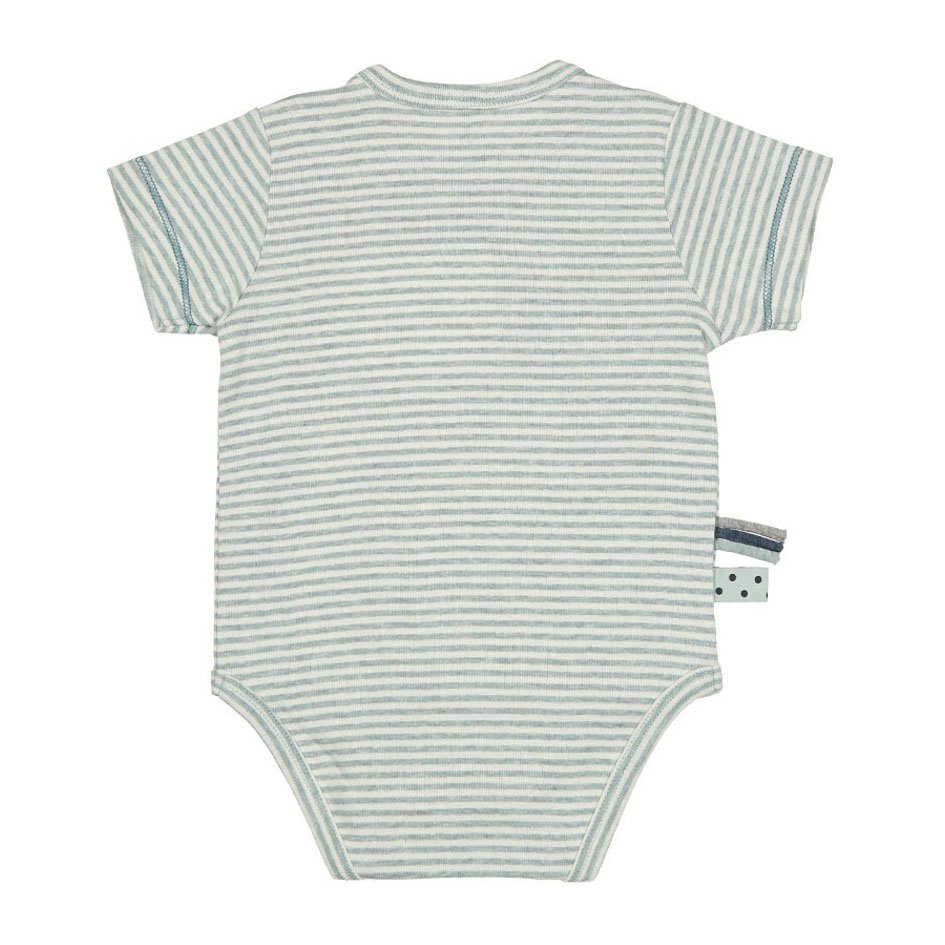 OrganicEra Organic Baby S/S Kimono-Body, Aqua Striped