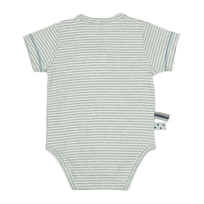 OrganicEra Organic Baby S/S Kimono-Body, Aqua Striped
