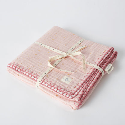 OrganicEra Bio-Musselin-Babydecke mit Glitzer, Puderrosa