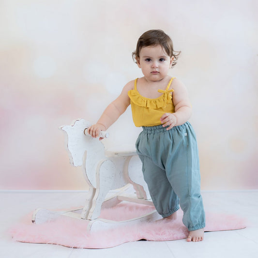 OrganicEra Bio-Hanf-Baby-Body mit Rüschen, Senf