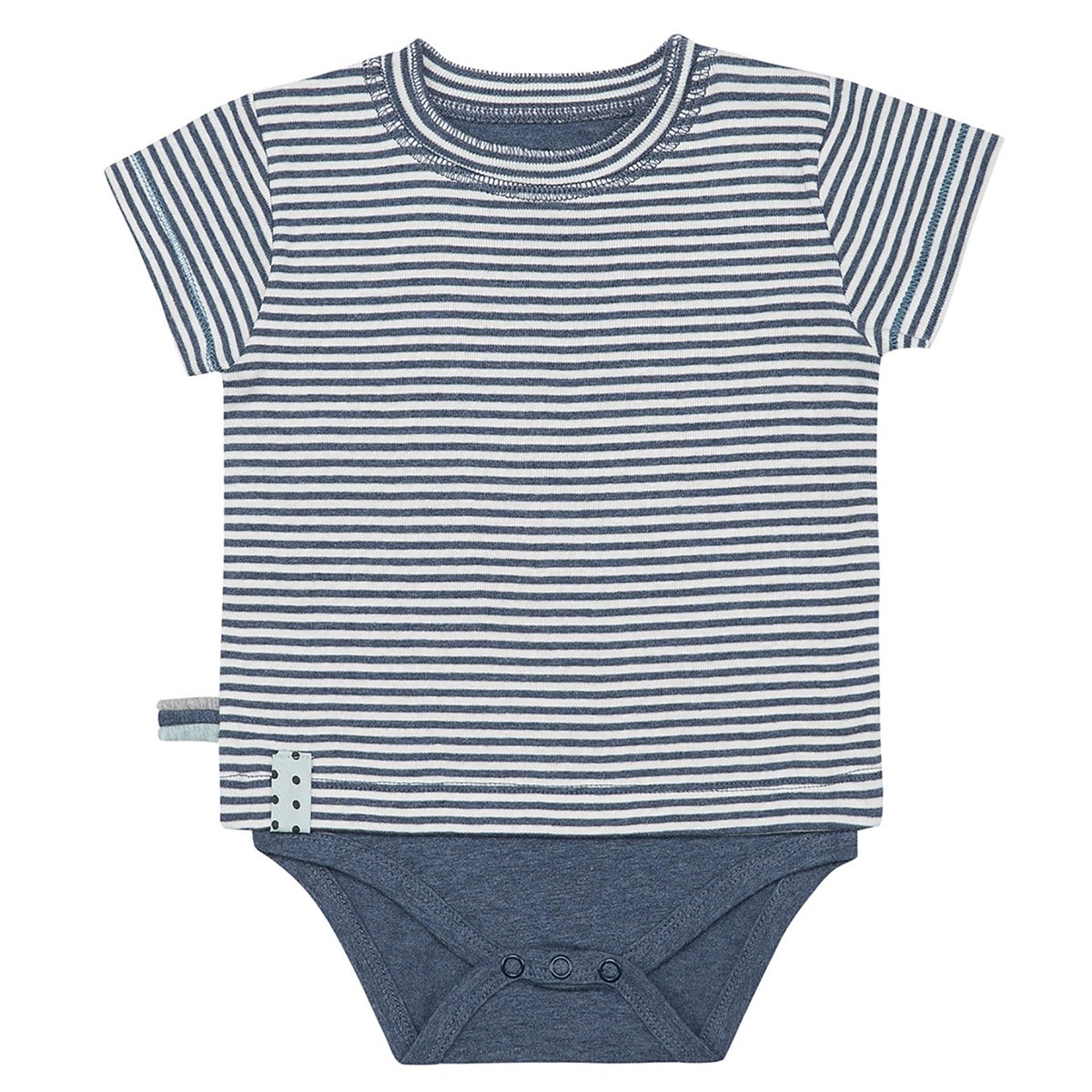OrganicEra Organic Baby S/S T-Shirt Body, Indigo gestreift