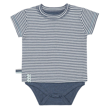 OrganicEra Organic Baby S/S T-Shirt Body, Indigo gestreift