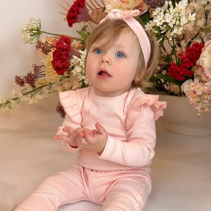 May Mays | Beau Baby Leggings | Rüschenrippe Rosa