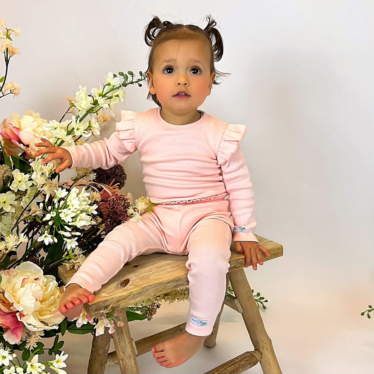 May Mays | Beau Baby Leggings | Rüschenrippe Rosa