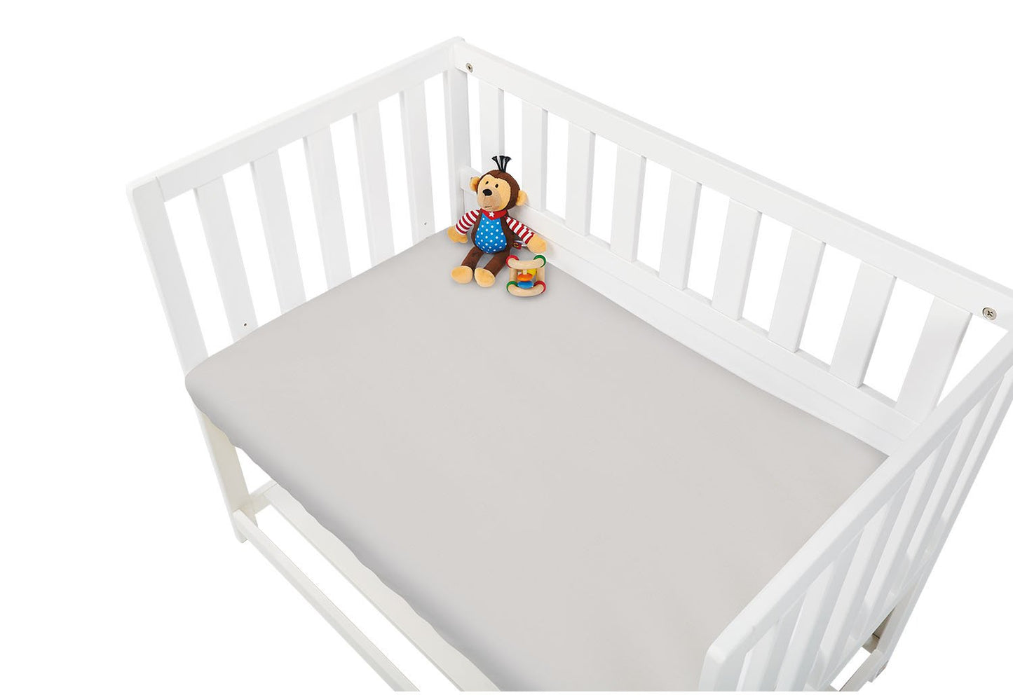 Spannbettlaken für Wiegen, Anstellbetten und Kinderwagen im Doppelpack, Jersey, grau