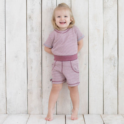 OrganicEra Organic Baby S/S T-Shirt, Bordeaux gestreift