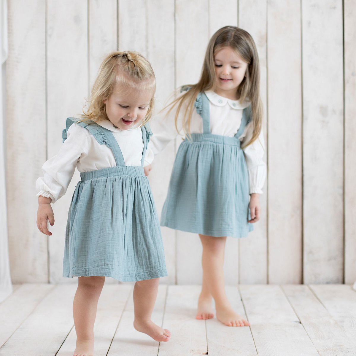 OrganicEra Bio-Musselin-Kinderkleid mit Rüschen, Blau